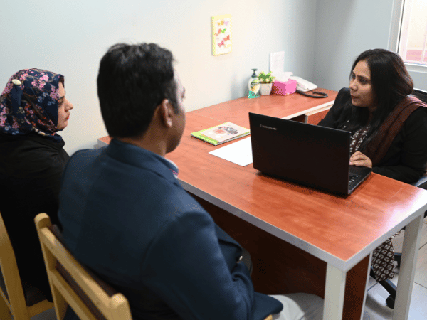 Parent and child working together illustration